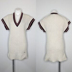 Victoria Beckham white red knit sweater dress XS